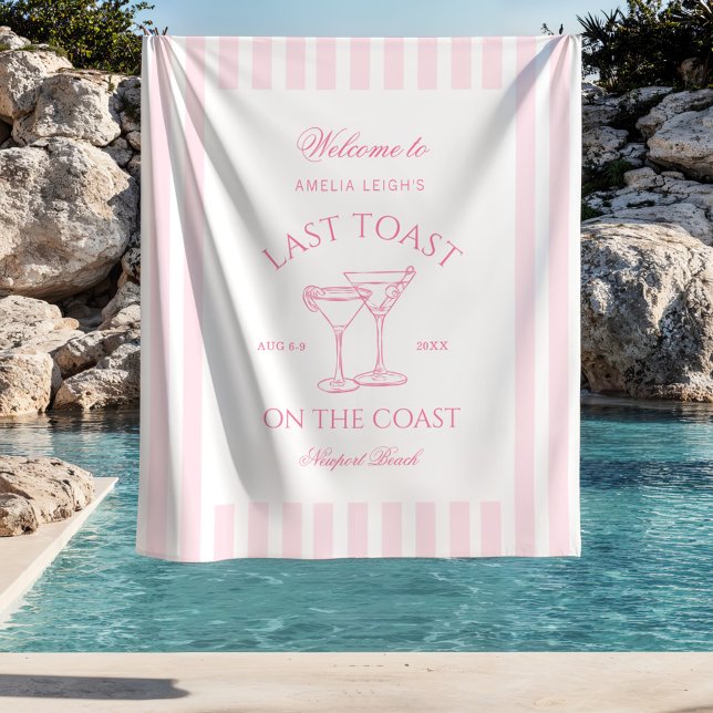 Tenture Dernier toast sur la côte Beach Bachelorette rose (Créateur téléchargé)