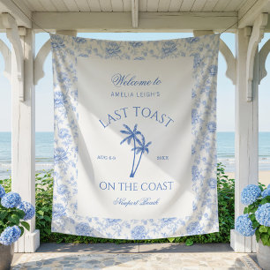 Tenture Dernier Toast sur la Côte Plage Palmier Bleu Flora