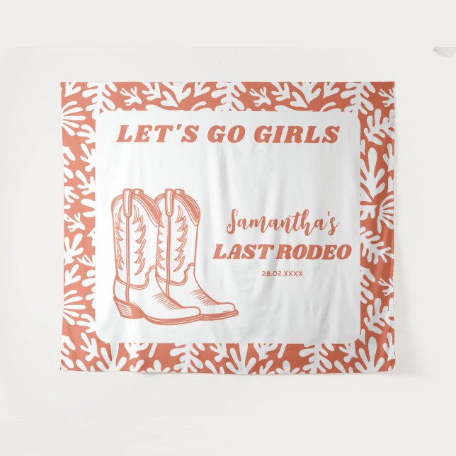 Tenture Dernière Cowgirl Western Fête de Bachelorette Rode (Devant (Horizontal))