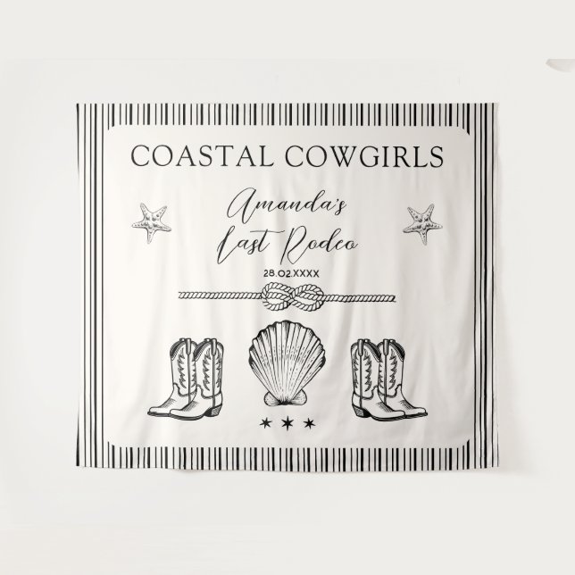 Tenture Dernière Fête de Bachelorette de la Cowgirl Côtièr (Devant (Horizontal))