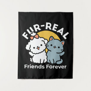Tenture Des amis vrais pour toujours   Cute Cat & Chien Du
