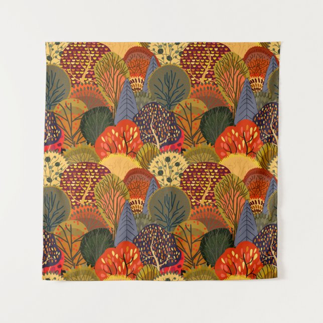 Tenture Des arbres d'automne stylisés, des motifs de forêt (Devant)