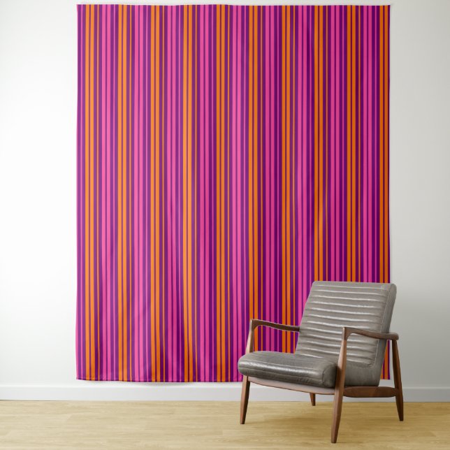 Tenture Design à rayures verticales rose orange violet   (En situation)