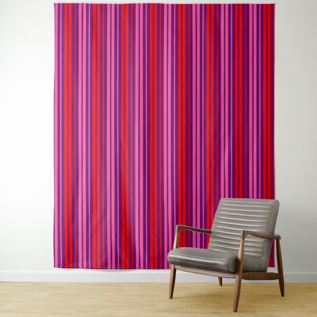 Tenture Design à rayures verticales rose violet rouge   (En situation)