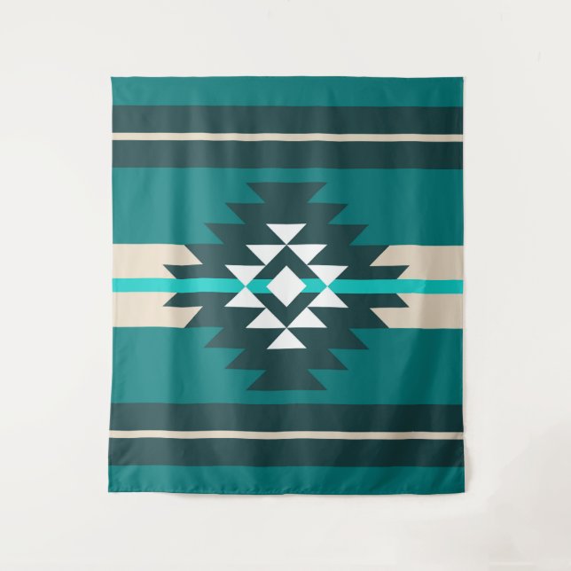 Tenture Design aztèque en couleur turquoise (Devant)