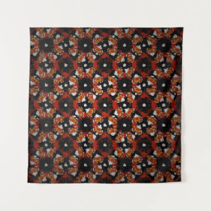 Tenture Design de fleurs vintages esquissé en rouge, brun