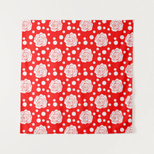 Tenture Design d'illustrations florales Pois en rouge blan