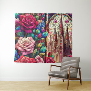 Tenture Design floral en verre tendu