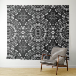 Tenture Design géométrique Mandala noir et blanc