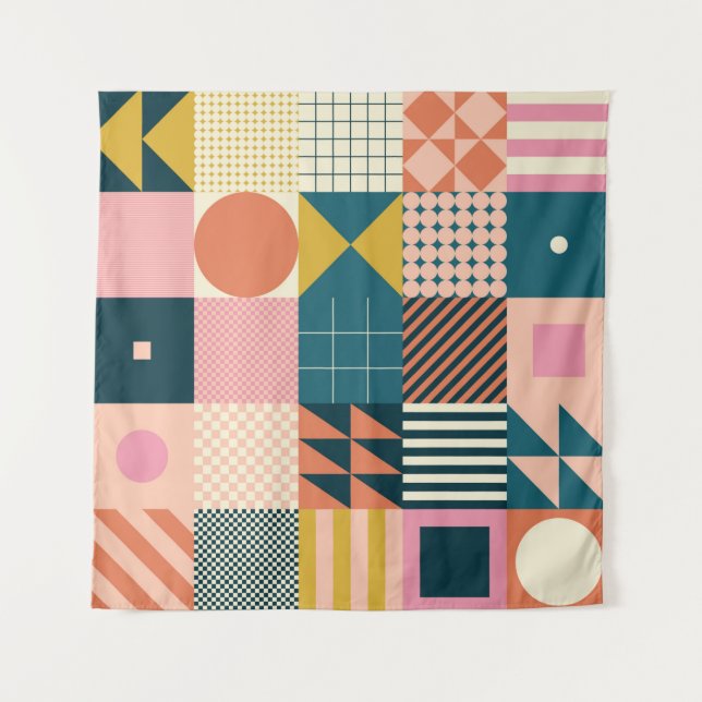 Tenture Design motif abstrait géométrique moderne avec sim (Devant)