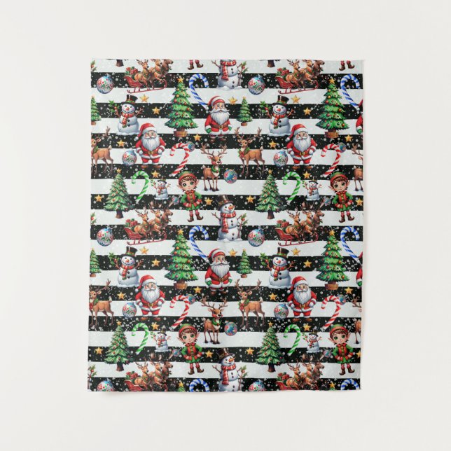 Tenture Design Motif décoratif des rayures de Noël (Devant)