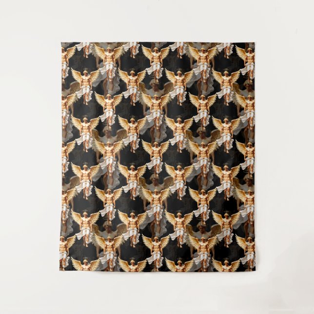Tenture Design Motif des Anges d'or céleste (Devant)