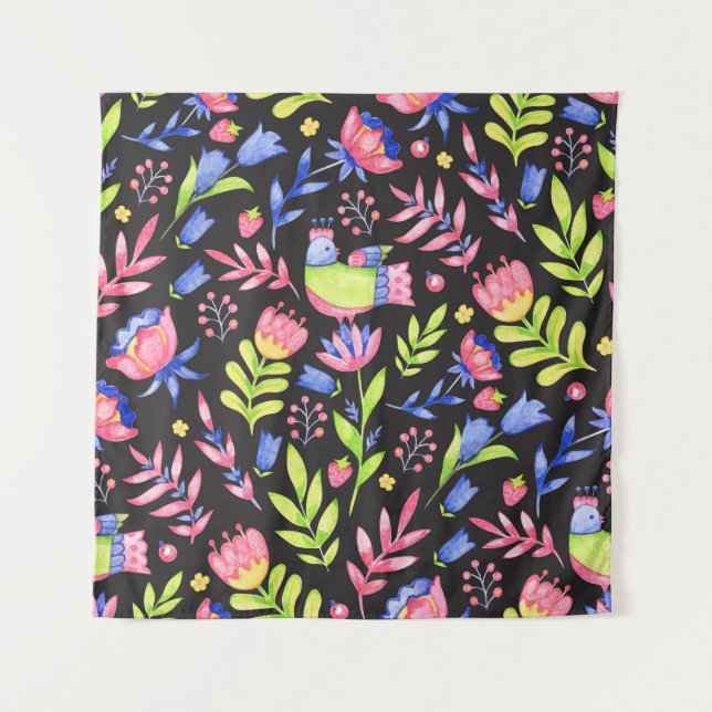 Tenture Design motif floral transparent. Fleurs de printem (Devant)