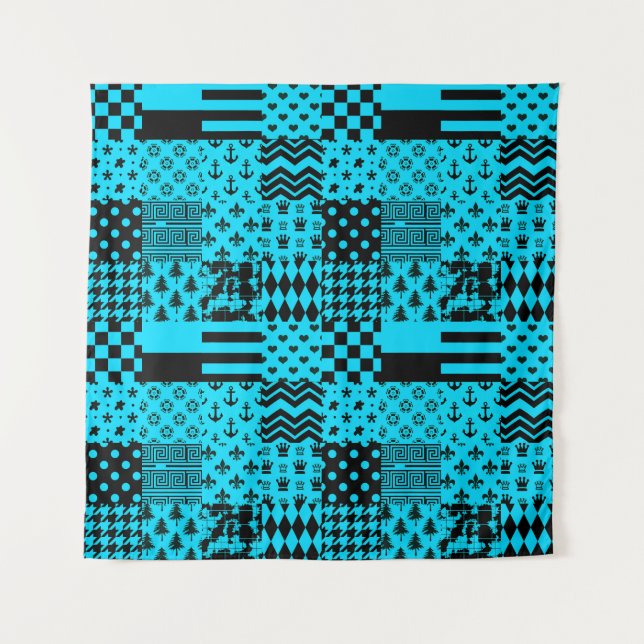 Tenture Design Motif mixte en noir bleu (Devant)