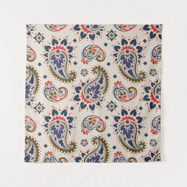 Tenture Design motif paisley classique et transparent. (Devant)
