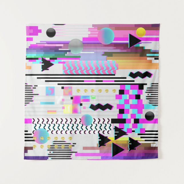 Tenture Design Motif sans soudure. Cyberpunk numérique  (Devant)