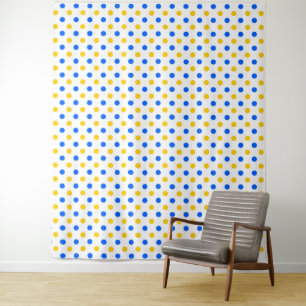 Tenture Dessin à points blancs bleus jaunes 