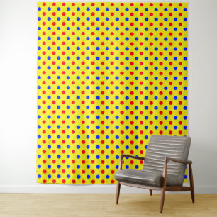 Tenture Dessin à pois jaunes rouges et bleus