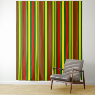 Tenture Dessin à rayures verticales vert jaune rouge