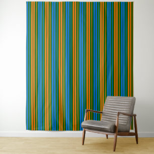 Tenture Dessin à rayures verticales vert orange bleu