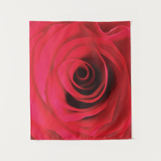 Tenture Dessin abstrait floral, rose rouge