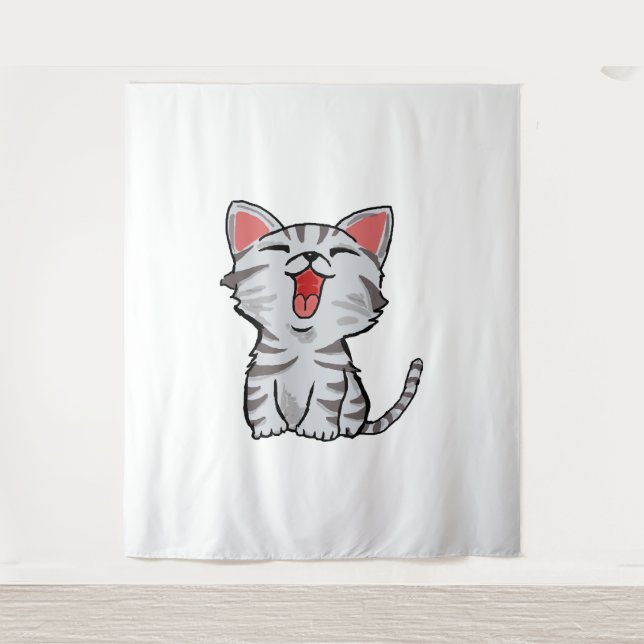 Tenture dessin animé gris chat dessin animé (Devant)