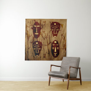Tenture Dessin d'art facial tribal africain vintage abstra