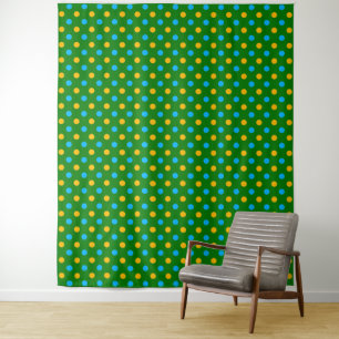 Tenture Dessin de pois verts jaunes et noirs 