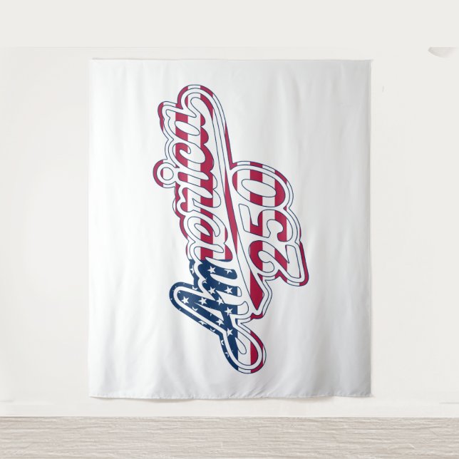 Tenture Dessin de script de drapeau America 250 Semiquince (Devant)