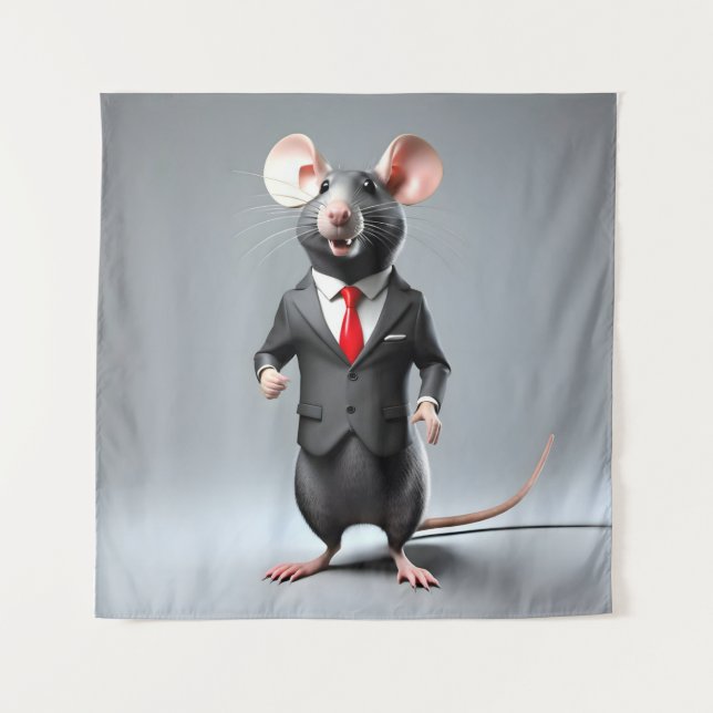 Tenture dessin humoristique de souris (Devant)