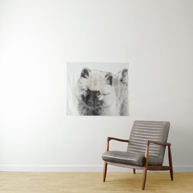 Tenture Dessin Keeshond Chiot - Joli dessin original Chien (En situation (horizontale))