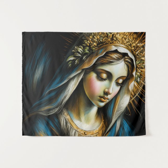 Tenture Dessin Pastel Vierge Mère Bienheureuse (Devant (Horizontal))