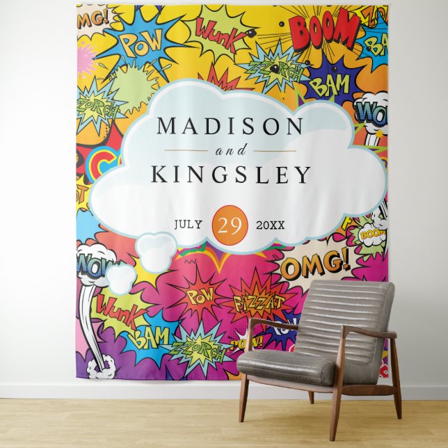 Tenture Dessin Pop 💥 Graffiti 🎨 Mariage (En situation)
