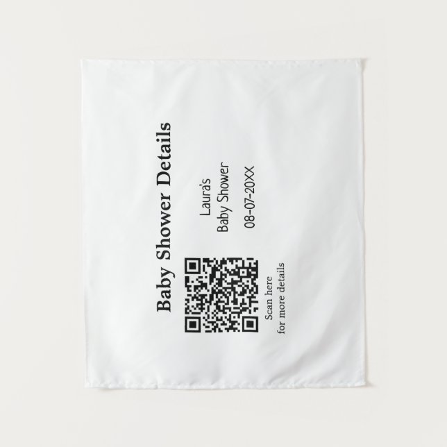 TENTURE DÉTAILS DE BABY SHOWER CODE QR SCAN MINIMAL MODERN (Devant)