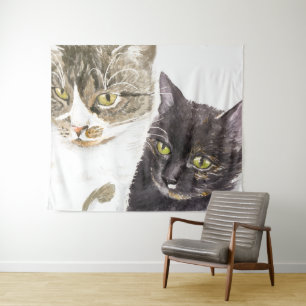 Tenture Deux chats - tabby et tortie