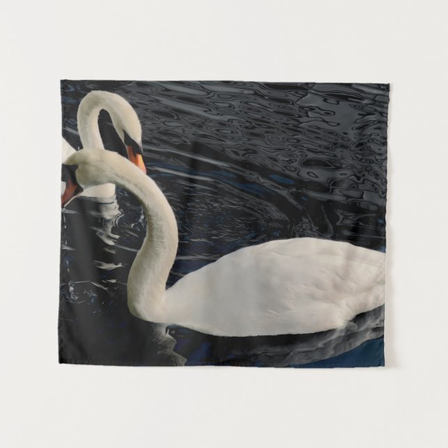 Tenture Deux cygnes sur le lac (Devant (Horizontal))
