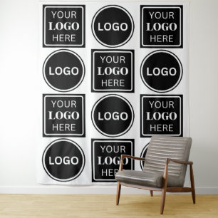 Tenture Deux logos Elegant Simple Business Logo Arrière-pl