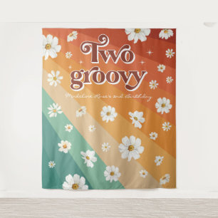 Tenture Deuxième anniversaire Groovy   Rétro Daisy Rainbow