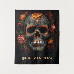 Tenture Dia de los Muertos peint crâne personnalisable