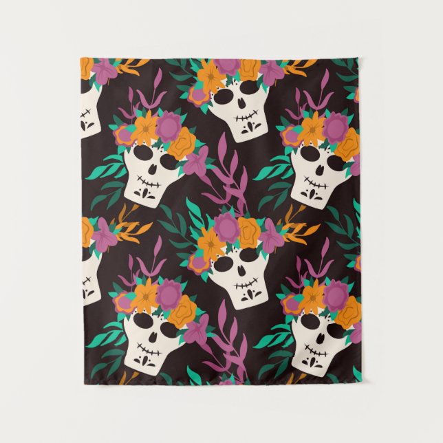 Tenture Dia de Los Muertos, traditionnelle Halloween mexic (Devant)