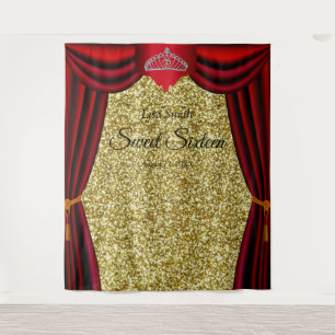 Tenture Diadème de princesse Sweet 16 Rideau rouge Paillet