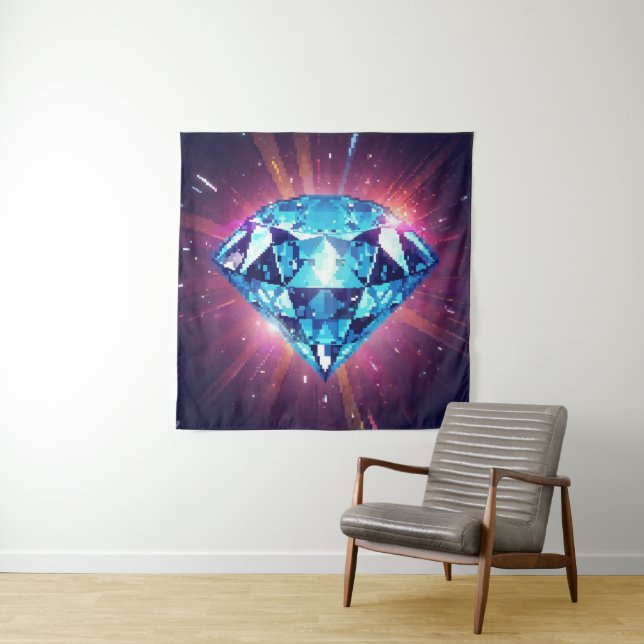 Tenture Diamant Pixelisé Lumineux  (En situation)