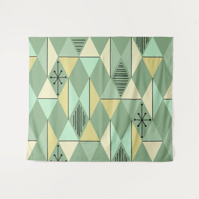 Tenture Diamants d'Art de l'Âge Atomique Mint Vert Jaune (Devant (Horizontal))