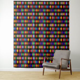 Tenture Diamants Harlequin Colorés Design Noir