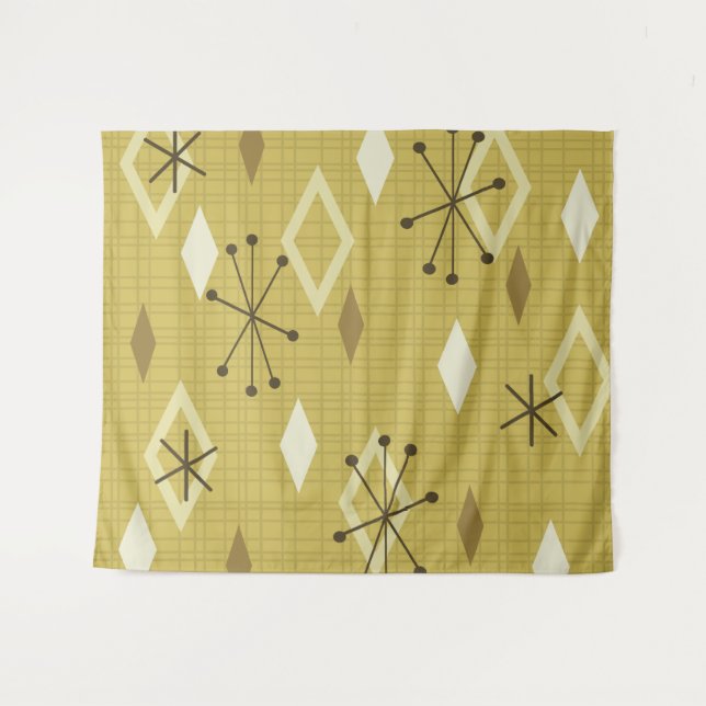 Tenture Diamants modernes du milieu du siècle Jaune (Devant (Horizontal))