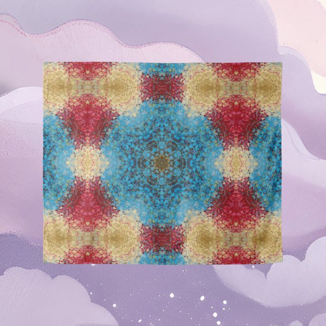 Tenture Digital Mandala bleu rouge et jaune (Créateur téléchargé)