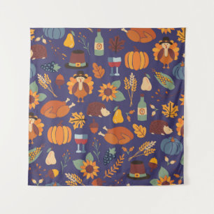 Tenture Dîner Thanksgiving sans couture motif vintage avec