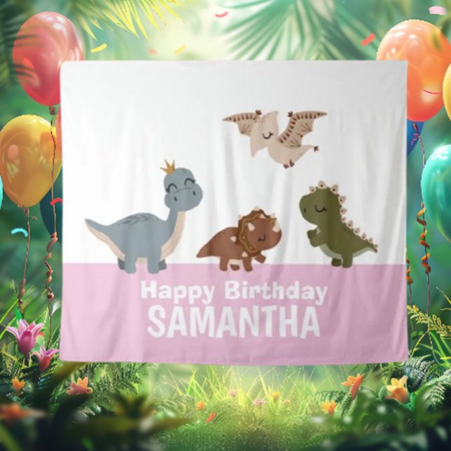 Tenture Dinosaure Boho rose (Transform your space with our enchanting Pink Boho Dinosaur backdrop! )