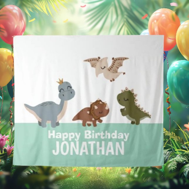 Tenture Dinosaure Boho vert (Transform your space with a stunning green dinosaur backdrop!)