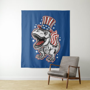 Tenture Dinosaure Patriotique Américain